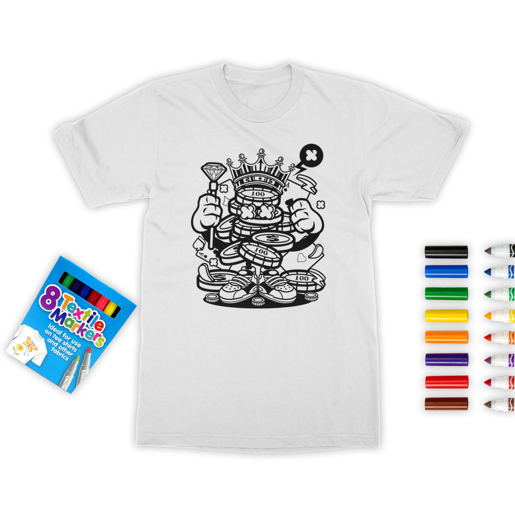 Colour It | Gambler Graphic | Adult T-Shirt & Pen Set | Gift Idea