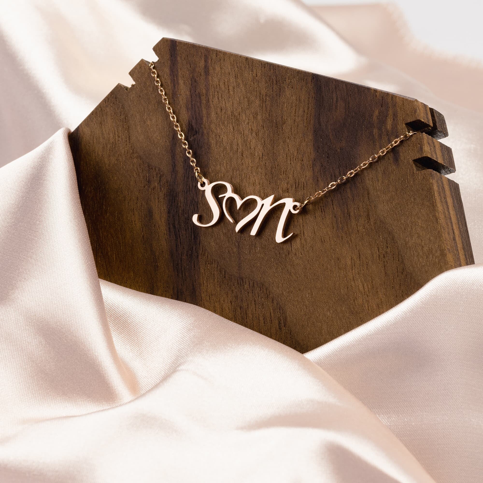 Customise It !  Double Initial & Heart Necklace | Gift Idea